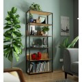 Knihovna Loft s kovovým rámem 80 cm černá/dub craft