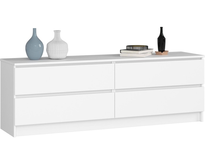 KOMODA Kuba 160 cm - 4 šuplíky - bílá