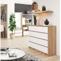 Komoda Kuba 120 cm 8 šuplíků dub sonoma/bílá