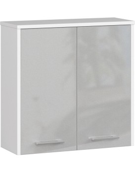 Závěsná koupelnová skříňka Fin 60 cm bílá/stříbrná lesk