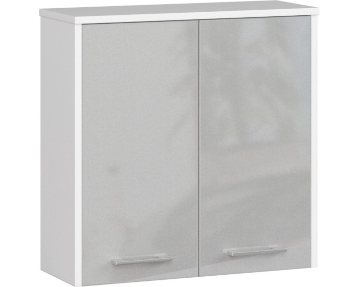 Závěsná koupelnová skříňka Fin 60 cm bílá/stříbrná lesk