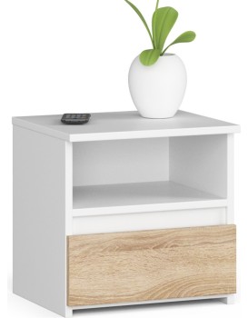 Noční stolek CL1 40 cm bílý/dub sonoma