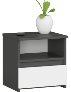 Noční stolek CL1 40 cm grafitově šedý/bílý