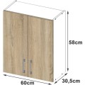 Kuchyňská závěsná skříňka W 60 cm D2 Artus bílá/sonoma