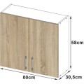 Kuchyňská závěsná skříňka W 80 cm D2 Artus bílá/sonoma