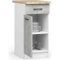 Kuchyňská skříňka Olivie S 40 cm 1D 1S bílá/beton/dub sonoma