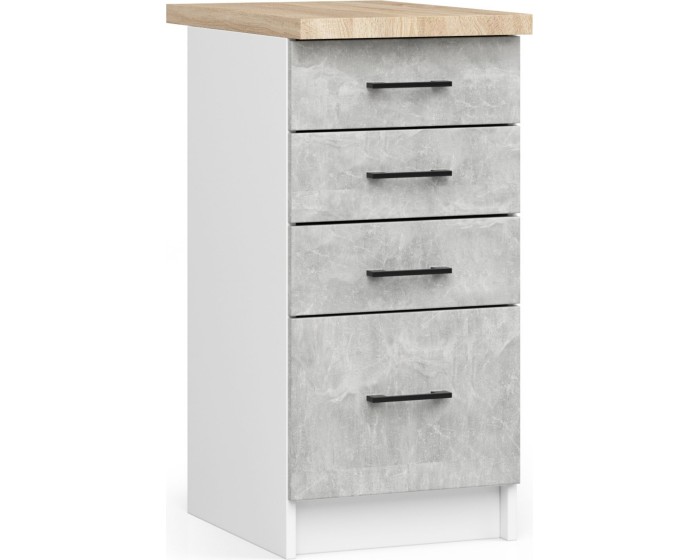 Kuchyňská skříňka Olivie S 40 cm 4S bílá/beton/dub sonoma