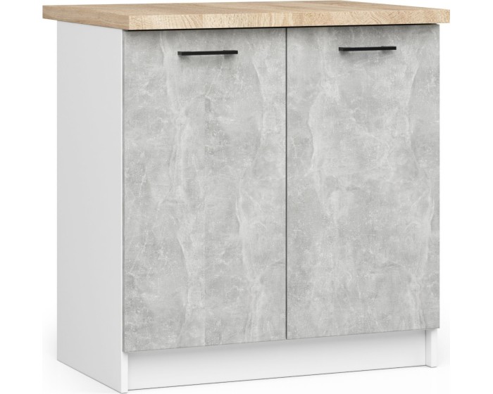 Kuchyňská skříňka Olivie S 80 cm 2D bílá/beton/dub sonoma