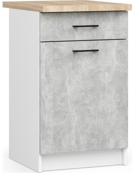Kuchyňská skříňka Olivie S 50 cm 1D 1S bílá/beton/dub sonoma