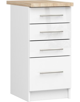 Kuchyňská skříňka Olivie S 40 cm 4S bílá/bílý lesk/dub sonoma