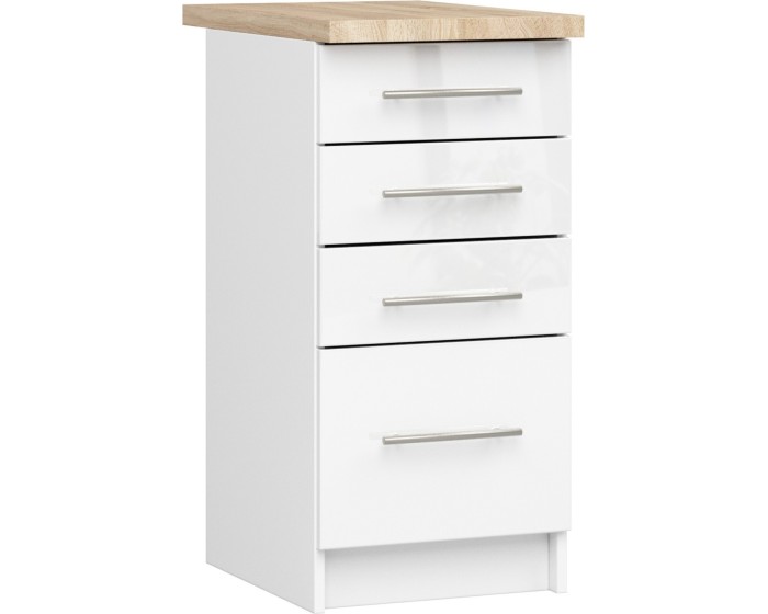 Kuchyňská skříňka Olivie S 40 cm 4S bílá/bílý lesk/dub sonoma