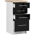 Kuchyňská skříňka Olivie S 40 cm 4S bílá/černý lesk/dub sonoma