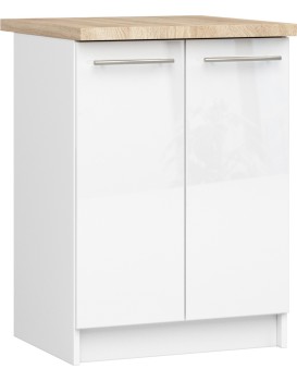 Kuchyňská skříňka Olivie S 60 cm 2D bílá/bílý lesk/dub sonoma