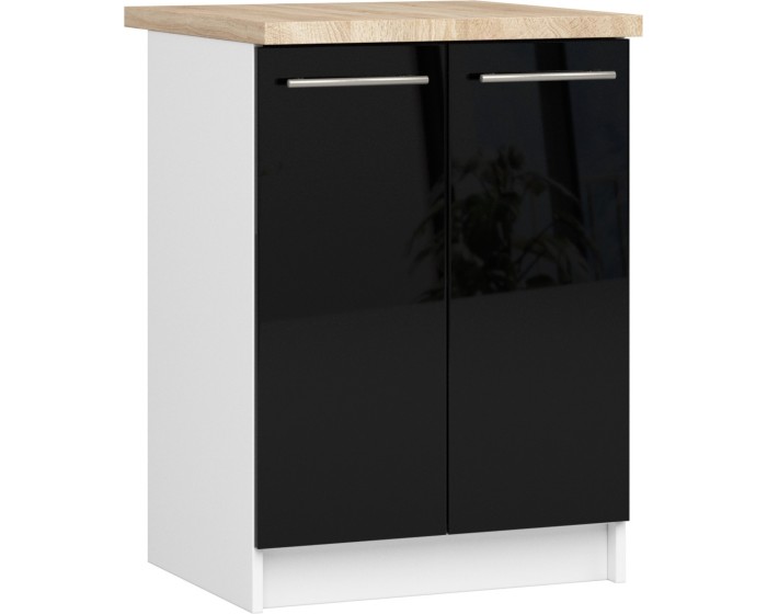 Kuchyňská skříňka Olivie S 60 cm 2D bílá/černý lesk/dub sonoma