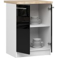 Kuchyňská skříňka Olivie S 60 cm 2D bílá/černý lesk/dub sonoma