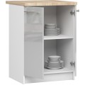 Kuchyňská skříňka Olivie S 60 cm 2D bílá/metalický lesk/dub sonoma