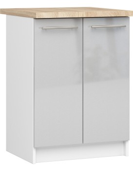 Kuchyňská skříňka Olivie S 60 cm 2D bílá/metalický lesk/dub sonoma