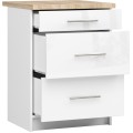 Kuchyňská skříňka Olivie S 60 cm 3S bílá/bílý lesk/dub sonoma