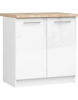Kuchyňská skříňka Olivie S 80 cm 2D bílá/bílý lesk/dub sonoma