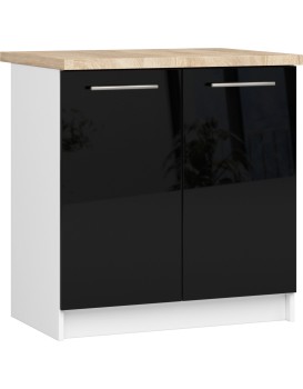 Kuchyňská skříňka Olivie S 80 cm 2D bílá/černý lesk/dub sonoma