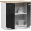 Kuchyňská skříňka Olivie S 80 cm 2D bílá/černý lesk/dub sonoma