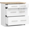 Kuchyňská skříňka Olivie S 80 cm 3S bílá/bílý lesk/dub sonoma