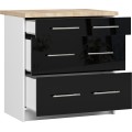 Kuchyňská skříňka Olivie S 80 cm 3S bílá/černý lesk/dub sonoma