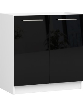 Kuchyňská skříňka pod dřez Olivie S 80 cm bílá/černý lesk