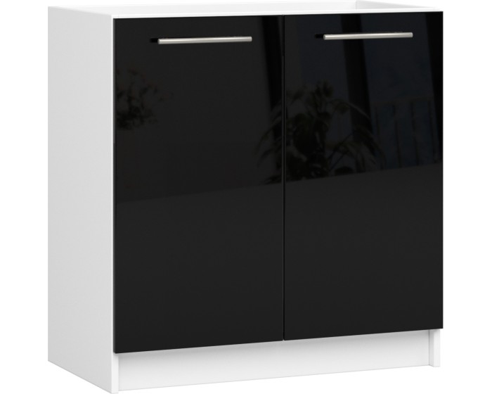 Kuchyňská skříňka pod dřez Olivie S 80 cm bílá/černý lesk