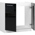 Kuchyňská skříňka pod dřez Olivie S 80 cm bílá/černý lesk