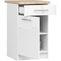 Kuchyňská skříňka Olivie S 50 cm 1D 1S bílá/bílý lesk/dub sonoma