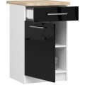 Kuchyňská skříňka Olivie S 50 cm 1D 1S bílá/černý lesk/dub sonoma
