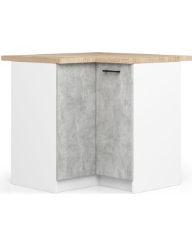 Kuchyňská rohová skříňka Olivie S 90 cm bílá/beton/dub sonoma