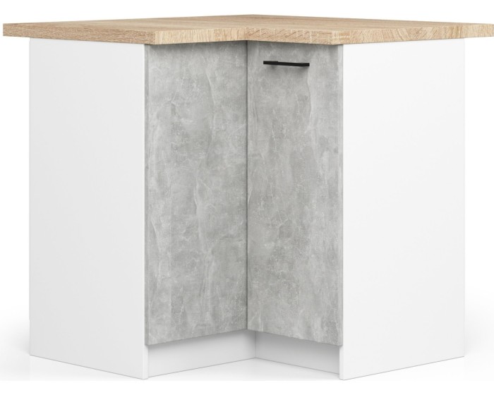 Kuchyňská rohová skříňka Olivie S 90 cm bílá/beton/dub sonoma