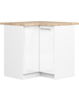 Kuchyňská rohová skříňka Olivie S 90 cm bílá/bílý lesk/dub sonoma