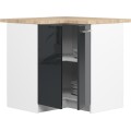 Kuchyňská rohová skříňka Olivie S 90 cm bílá/grafitový lesk/dub sonoma
