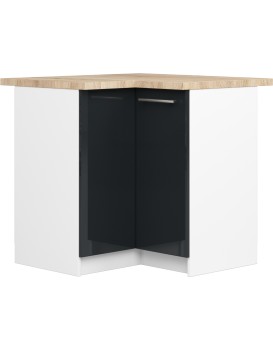 Kuchyňská rohová skříňka Olivie S 90 cm bílá/grafitový lesk/dub sonoma