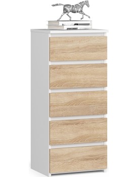 Komoda CL5 se zásuvkami 40 x 92 cm bílá/dub sonoma