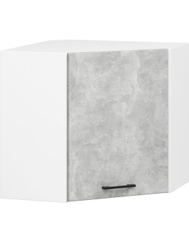 Rohová závěsná kuchyňská skříňka Olivie W 60 cm bílá/beton