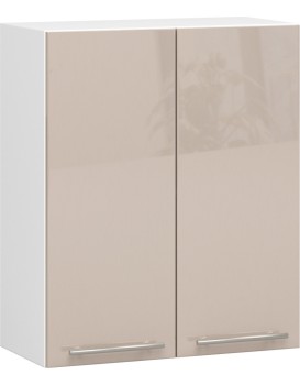 Závěsná kuchyňská skříňka Olivie W 60 cm bílá/cappuccino lesk