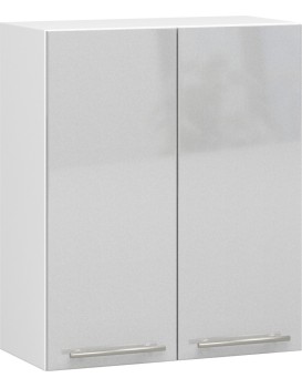 Závěsná kuchyňská skříňka Olivie W 60 cm bílá/metalický lesk