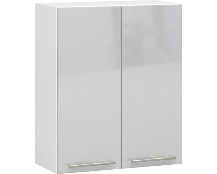 Závěsná kuchyňská skříňka Olivie W 60 cm bílá/metalický lesk