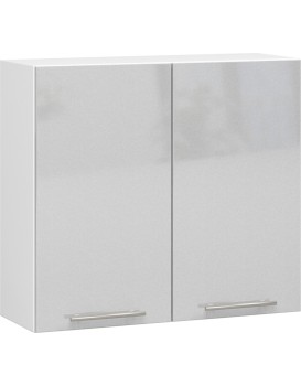 Závěsná kuchyňská skříňka Olivie W 80 cm bílá/metalický lesk