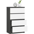 Komoda Kuba 60 cm - 4 šuplíky grafit/bílá