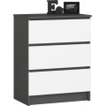 Komoda Kuba 60 cm se 3 zásuvkami grafitová/bílá Komoda Kuba 60 cm se 3 zásuvkami grafitová/bílá