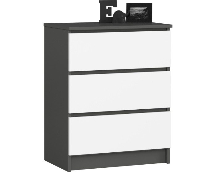 Komoda Kuba 60 cm se 3 zásuvkami grafitová/bílá