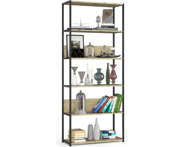 Regál LOFT 80 cm černý/dub artisan