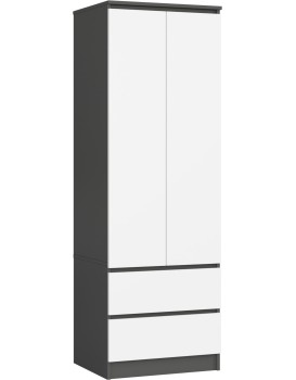 Šatní skříň STAR S 60 cm 2 dveře grafitově šedá/bílá
