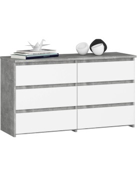 Komoda CL 100 cm 6 zásuvek beton/bílá
