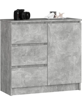 Komoda JERRY K 80 cm 1 dveře 3 zásuvky beton